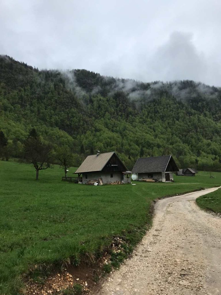 Mountain hut in a slovenia valley