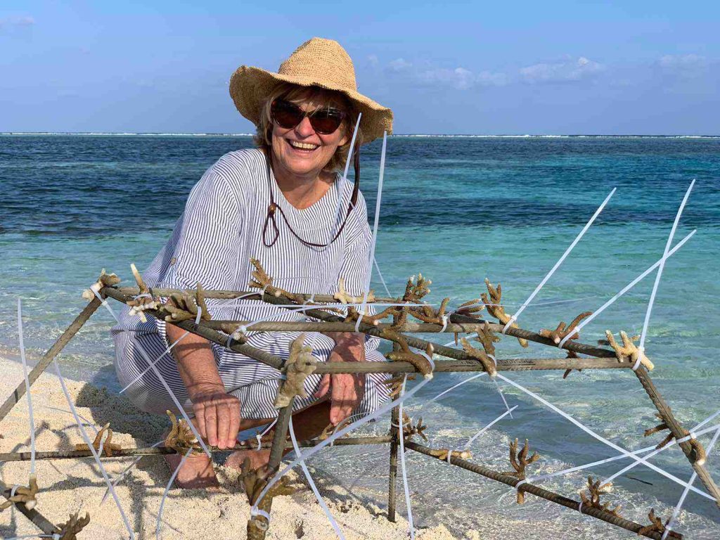 A tourist enjoying the conservation day at Secret Paradise Maldives